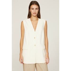 WeWoreWhat Off-White Sleeveless Front Button Relaxed Oversized Vest Size Medium